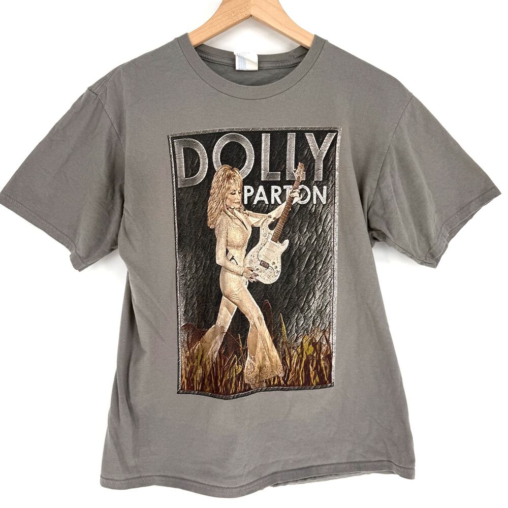 Dolly Parton Graphic Band Tee Guitar Photo Print T-Shirt Size S